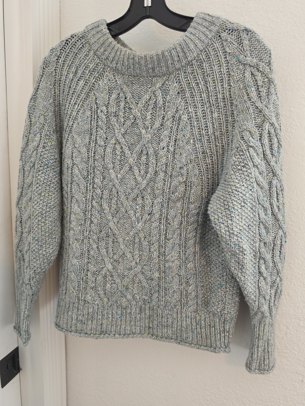 J. Crew Speckled Cable Knit Crewneck Sweater in Heather Blue-Gray